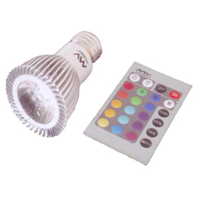 Lámpara led RGB 1x3 w. Mando a distancia